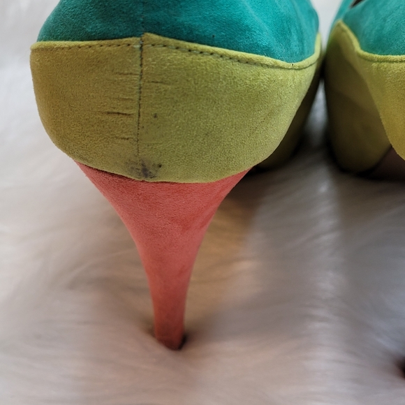 Qupid Green Orange Lime Green Six inch Heels - Picture 7 of 10